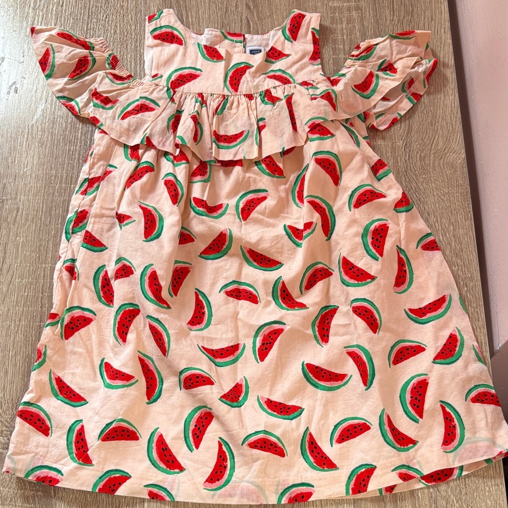 Janie and Jack Pink Watermelon Print Cold-Shoulder Summer Dress